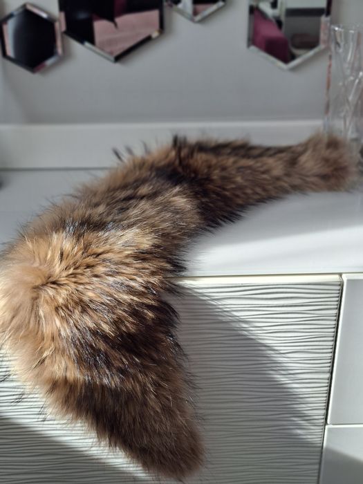 JENOT NATURALNY 85cm okazały NOWY kołnierz przypinka dopinka
