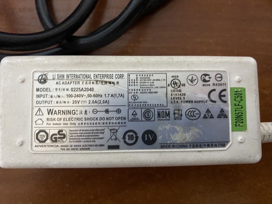 Блок питания для ноутбука 20v