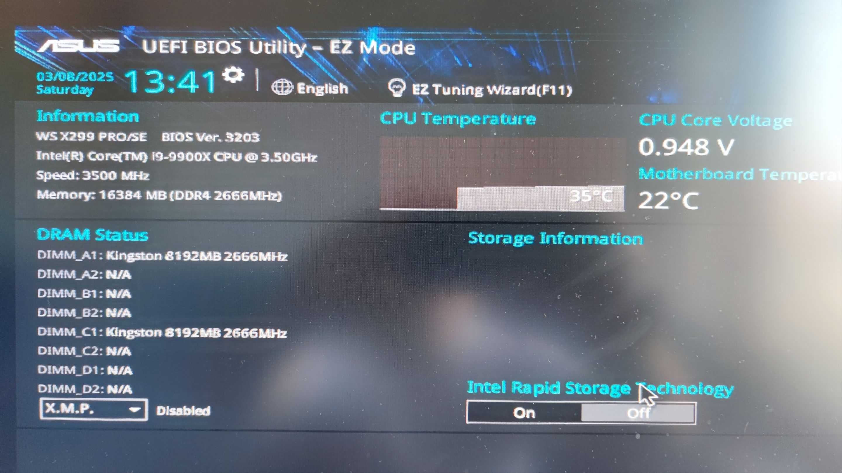 Płyta główna ASUS WS X299 PRO/SE, Intel i9-9900X, 16GB Ram