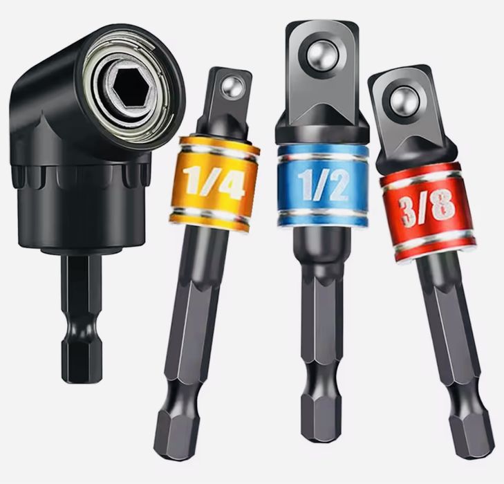 Набор наконечників ударних на шуруповерт гайковерт прямі під кутом 1/4