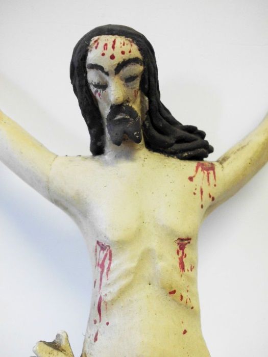 antigo cristo crucificado em madeira policromada do Sec. XIX