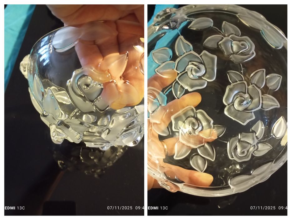 Taças de vidro com relevo