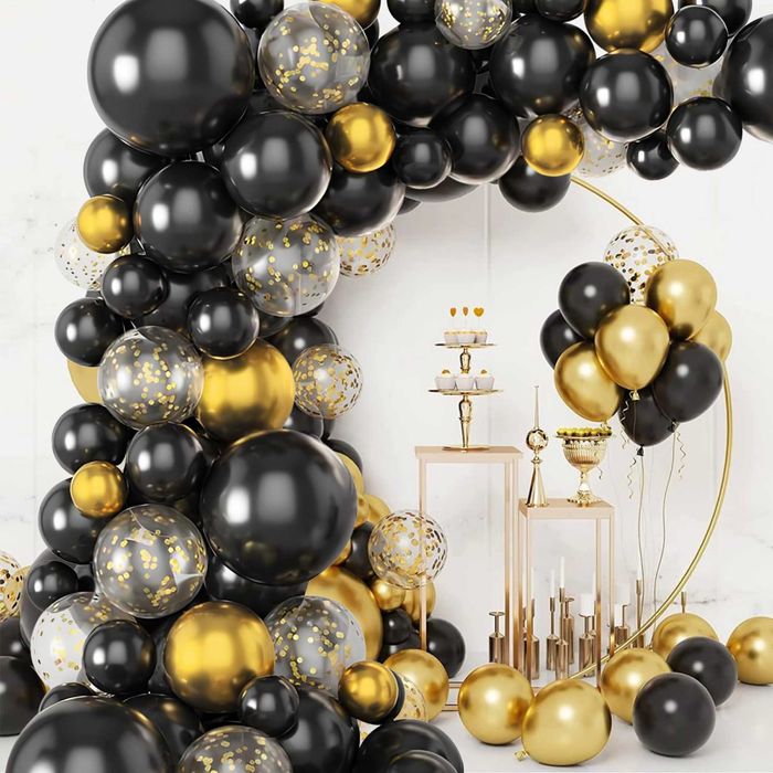 BALONY DEKORACJA 18 40 URODZINY Girlanda Balonów Ścianka Czarno Złota