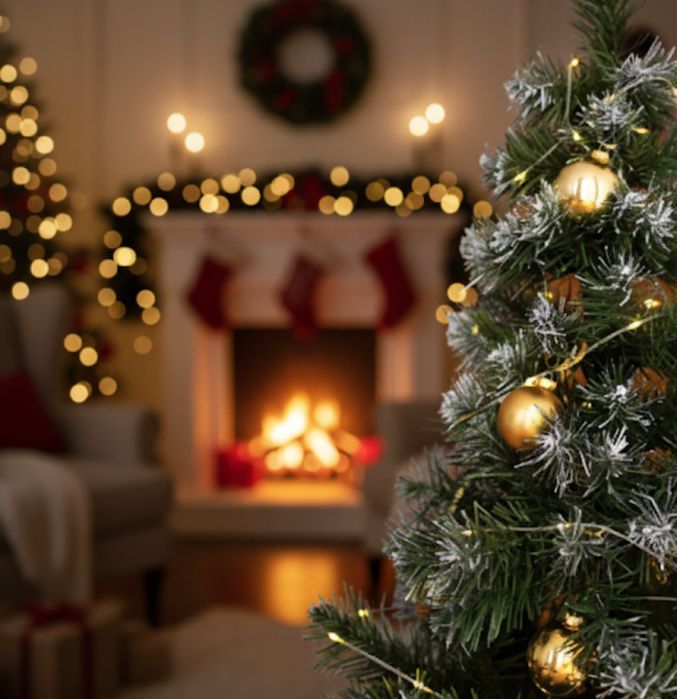 Sztuczna choinka na pniu –150 cm, gęsta, ośnieżona choinka na święta