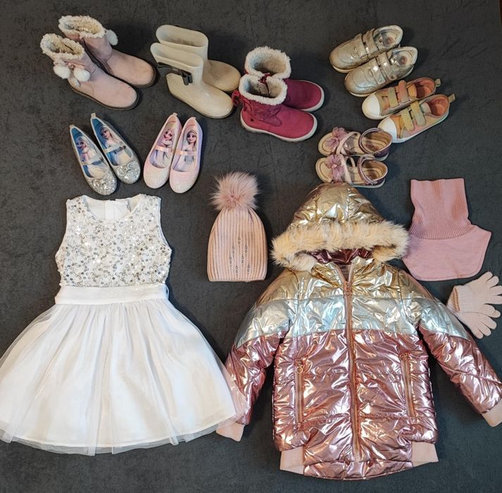 Zestaw ubrań dla dziewczynki + kurtka + akcesoria roz.116