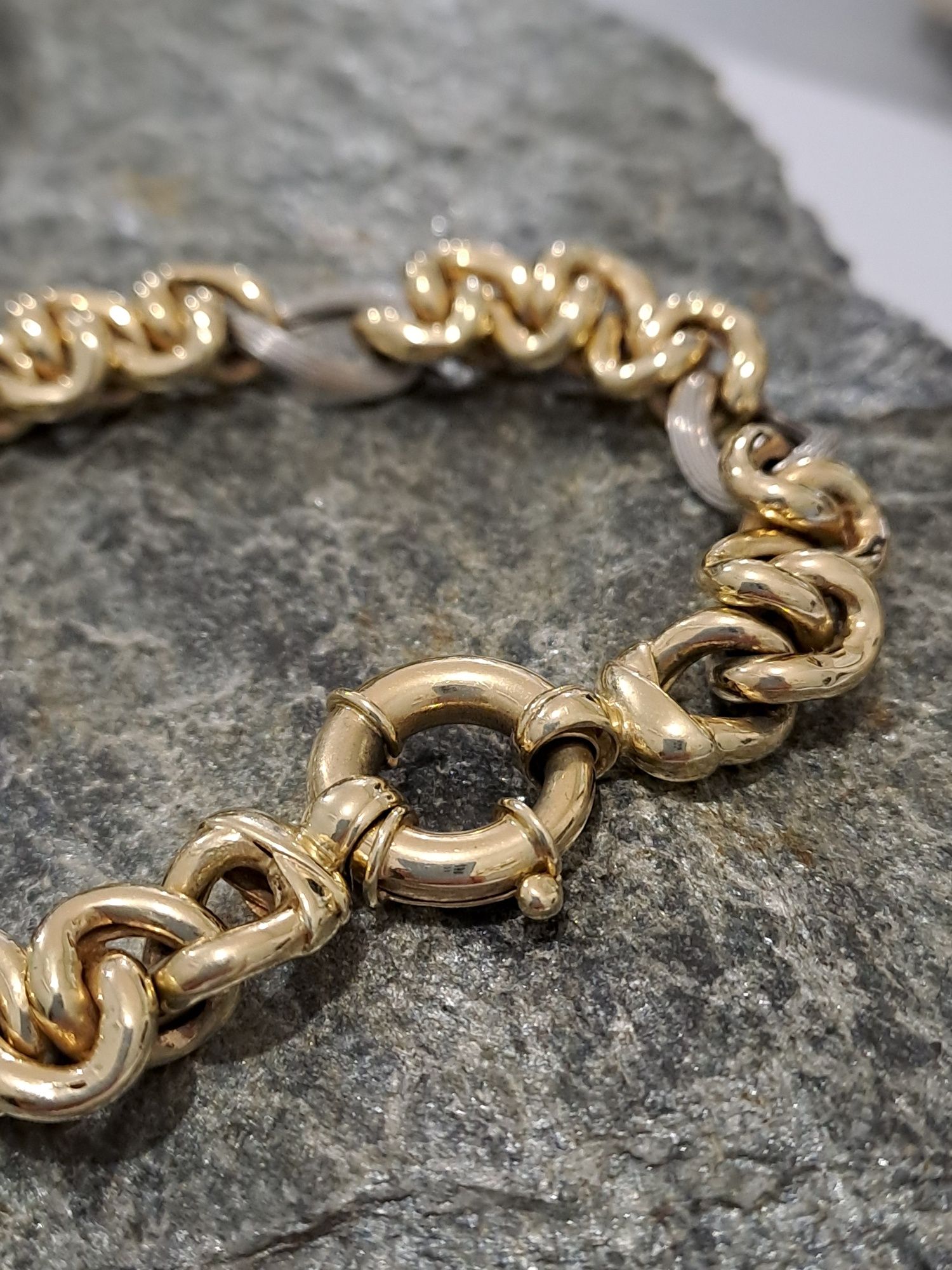 Piękna złota bransoletka Spirala 585  stan idealny 20 cm
