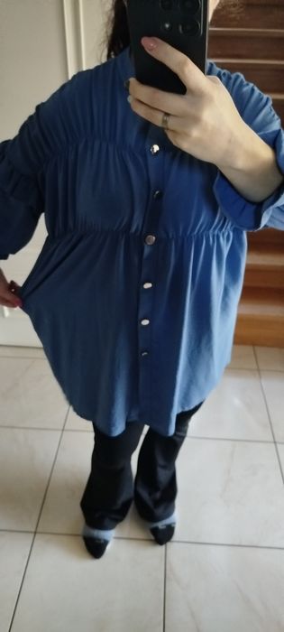 Falbankowa tunika koszula złote guziki