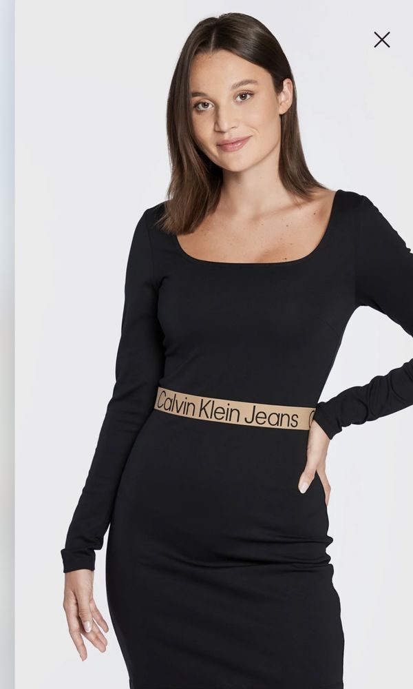 Сукня Calvin klein s чорна коротка з рукавами плотна