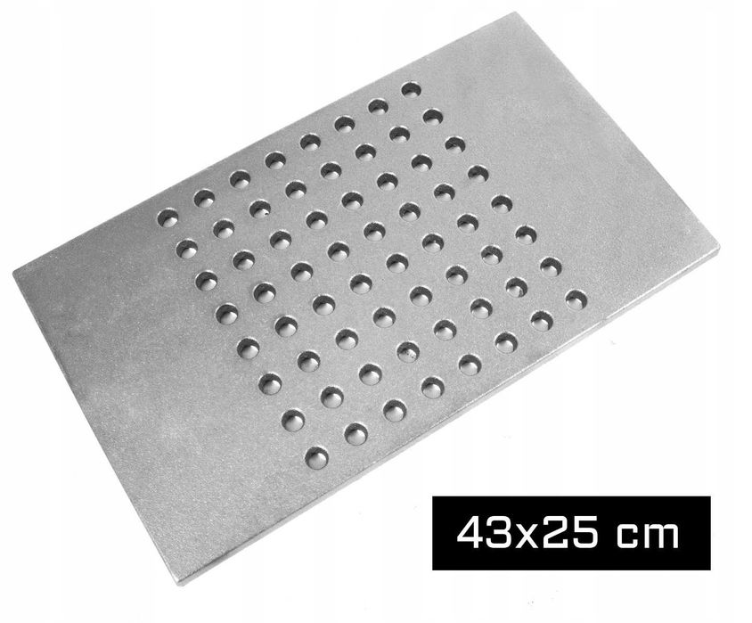Ruszt żeliwny do kominka piecyka 43x25 cm dziurkowany grubość 11mm