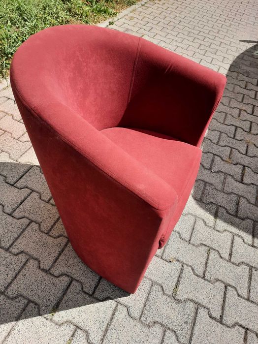 2 x Fotel pokoju biura poczekalni sypailni półokrągły bordowy solidny