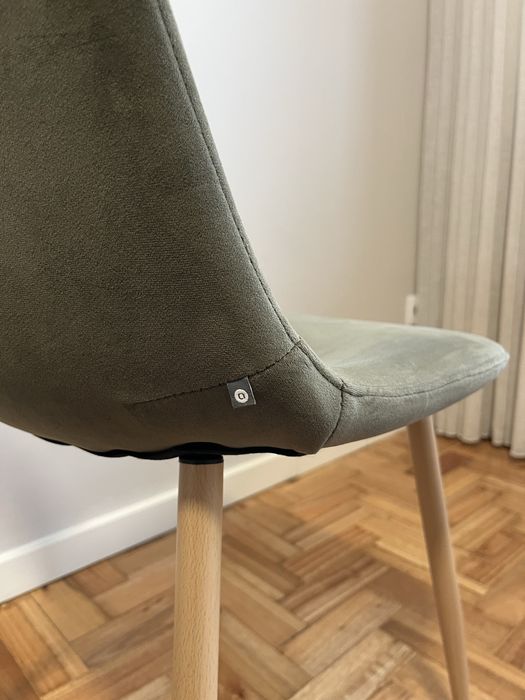 4 cadeiras de sala verde de tecido