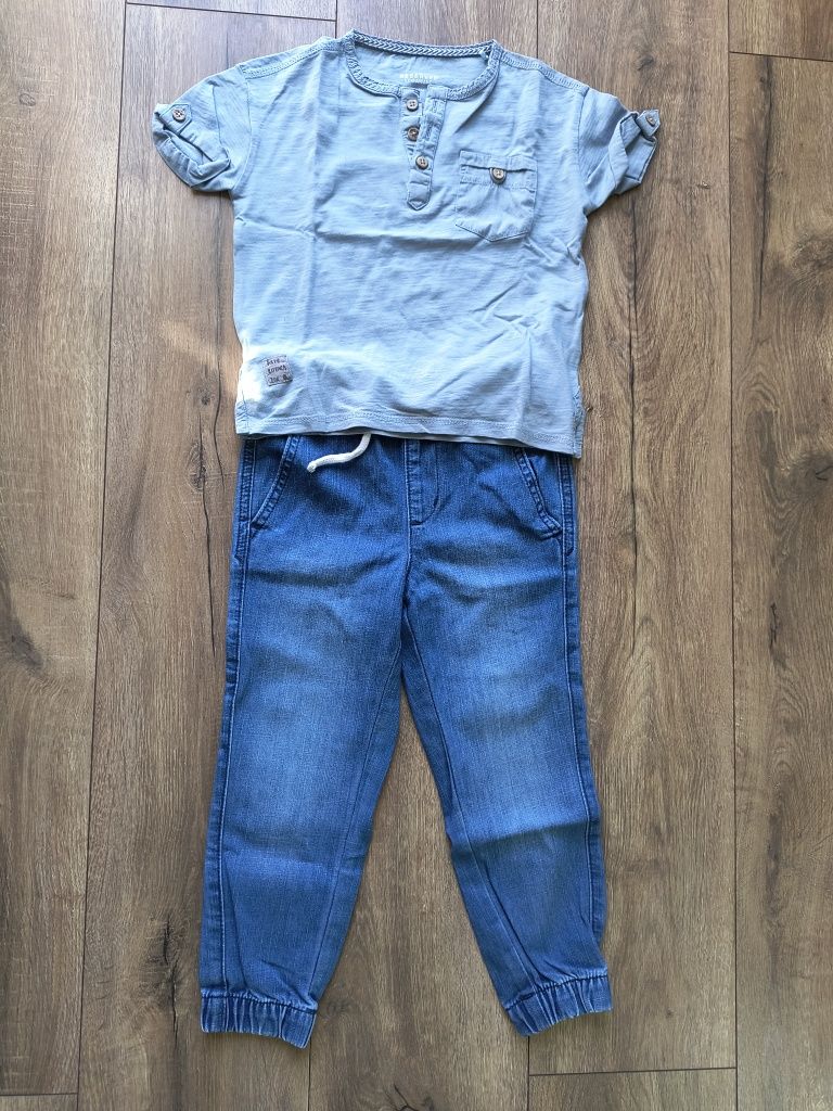 Jeansy H&M i bluzka Reserved rozmiar 104