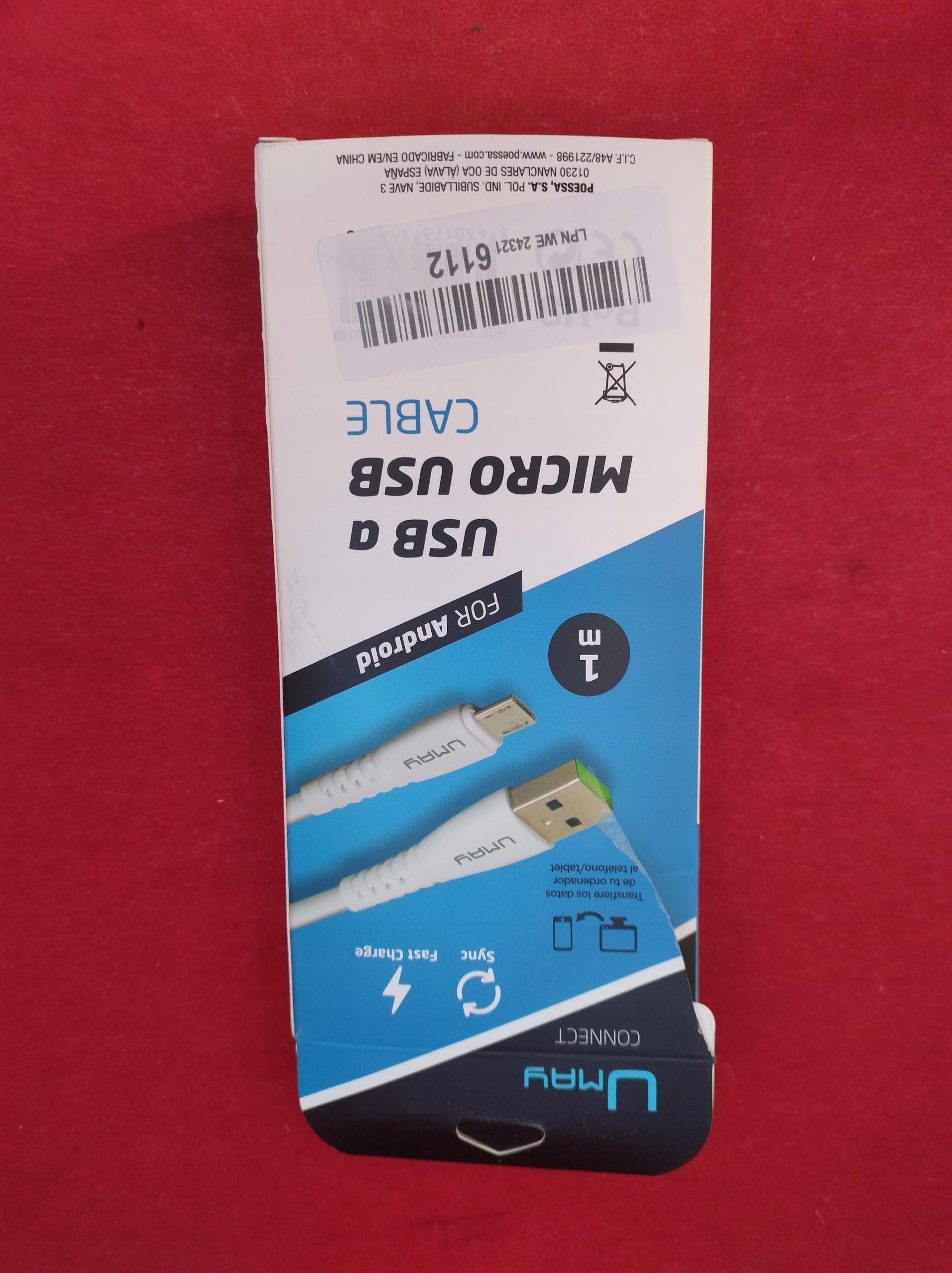 umay micro usb kabel fast charge biały 1 metr connect sync android