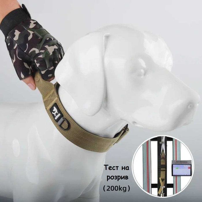 Нашийник для собаки з ручкою, метал. пряжкою, різні розміри та кольори