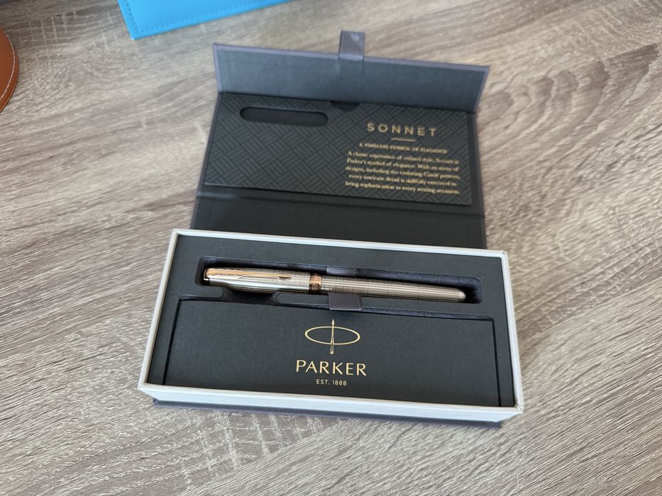 Як Нова Срібна ручка з золотим пером 750 проба PARKER SONNET 17 Silver
