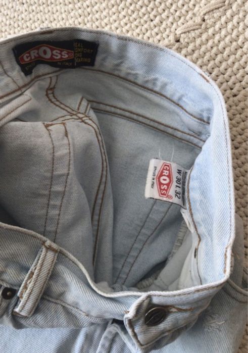 Szorty jesnsowe prawdziwy twardy jeans jasne przetarcia wysoki stan