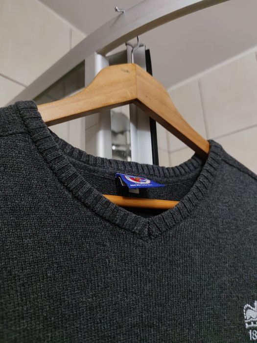 Sweter klasyczny Reading XL męski szary siwy ciemny black bawełna baw