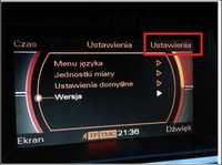 Polskie menu AUDI MMI 3g A4 B8 A6 Q7 Q5 mapa oraz różnych modeli BMW