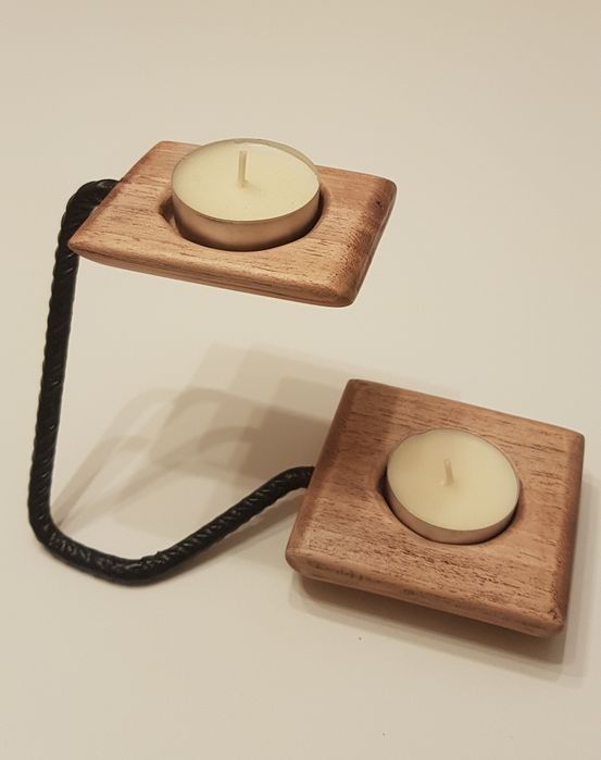 Swiecznik tealight drewno orzech wloski recznie wykonany