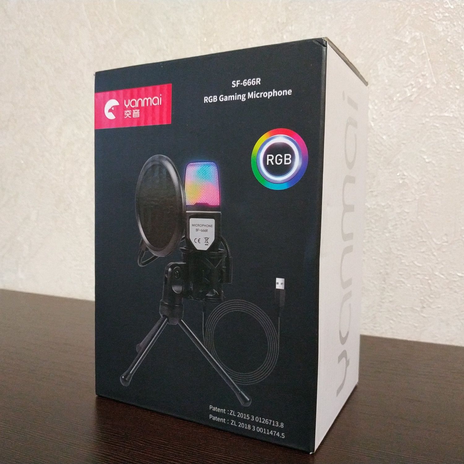 Usb Мікрофон з RGB підсвічуванням для пк, ноутбуку