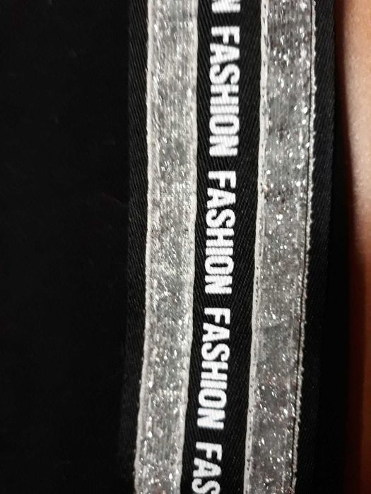 Legginsy czarne jak nowe Fashion, getry błyszczący lampas M