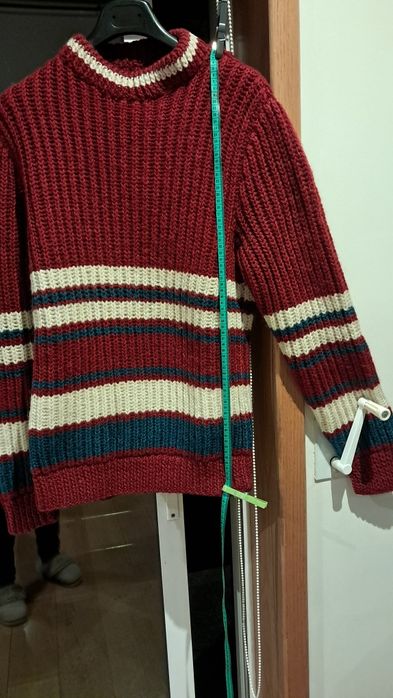 Camisola feita à mão em ponto inglês, tamanho M/L