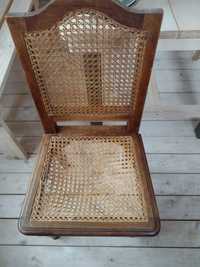Stare dębowe krzesło z ręcznie wyplataną rafią, do renowacji