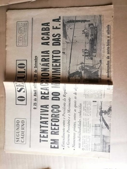 O Século 30/9/1974 TENTATIVA REACCIONÁRIA o 25 de Abril Salvo 29/9/74