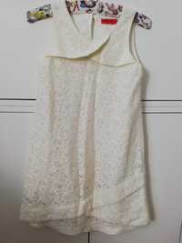 Koronkowa sukienka biała kremowa dla dziewczynki 122 cm