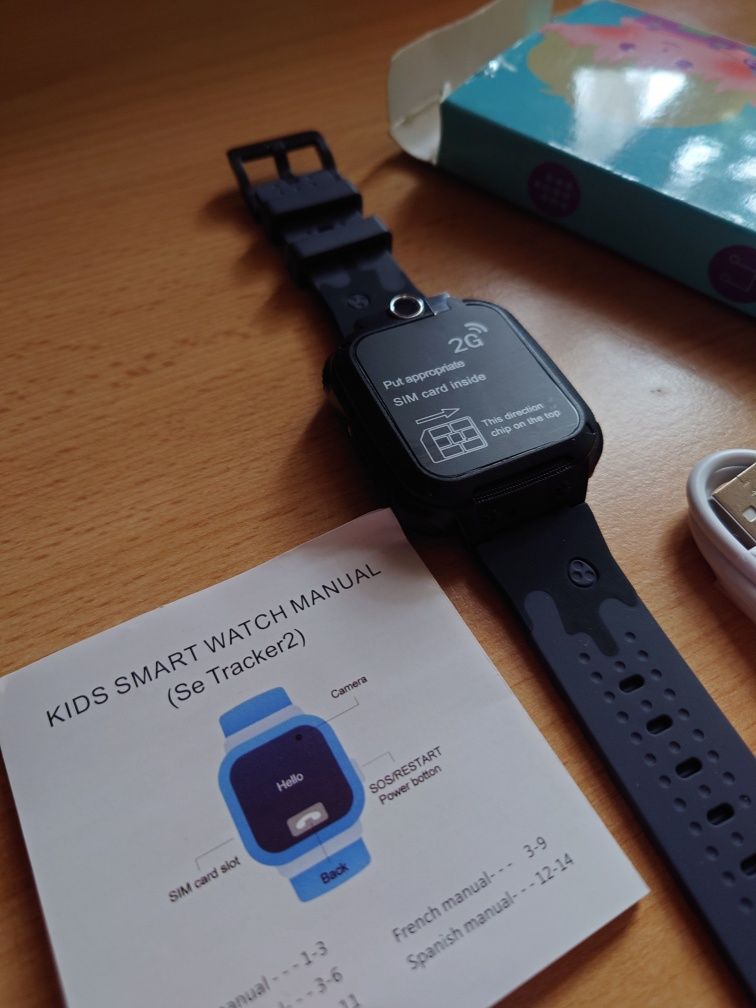 Smartwatch dla dzieci SIM GPS Polski czarny Aparat Gry Zegar 3-12 lat