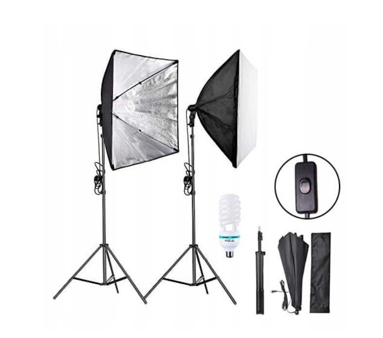 x Softbox Zestaw Oświetlenie Ciągłe 2x 150W 50x70