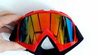 Лыжные очки красные с прозрачным стеклом