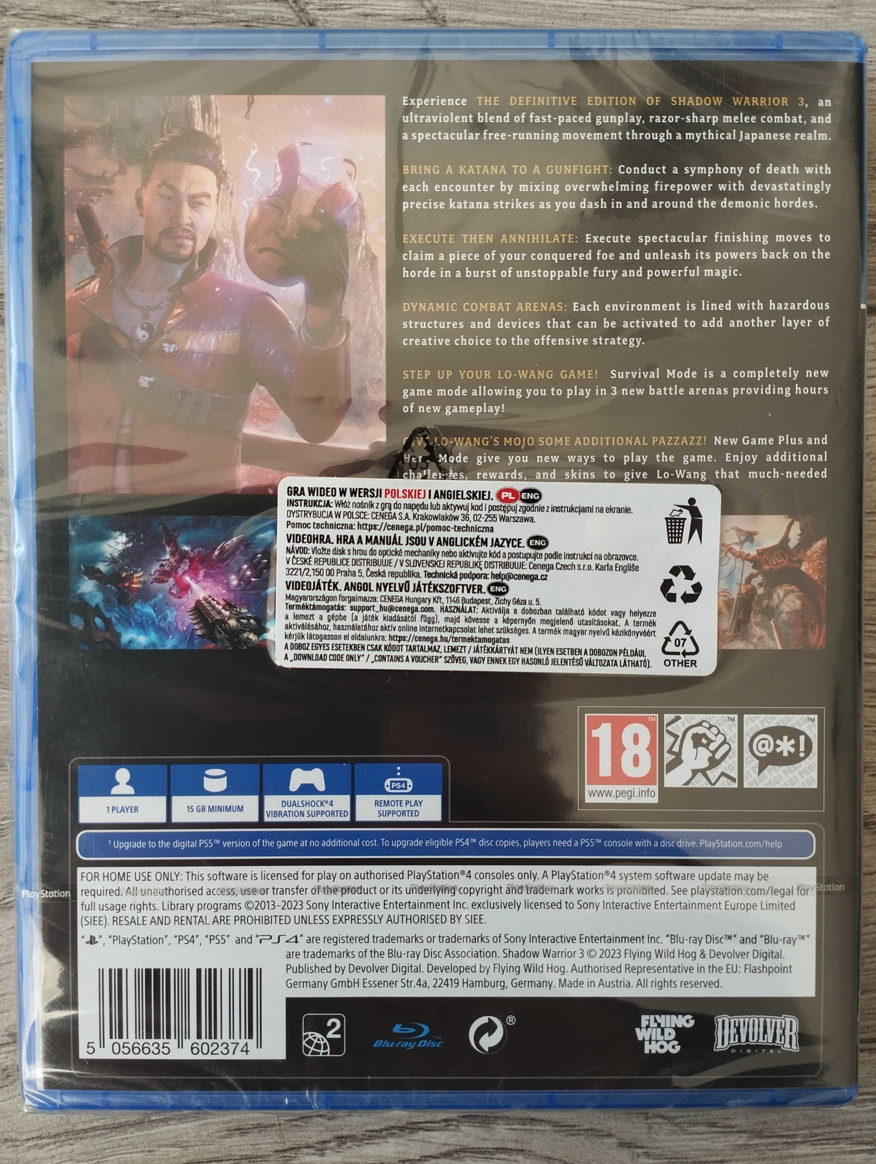 Nowa Gra Shadow Warrior Polska Wersja PS4/PS5 Playstation