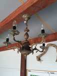 Stara  mosiężna lampa + kinkiet
