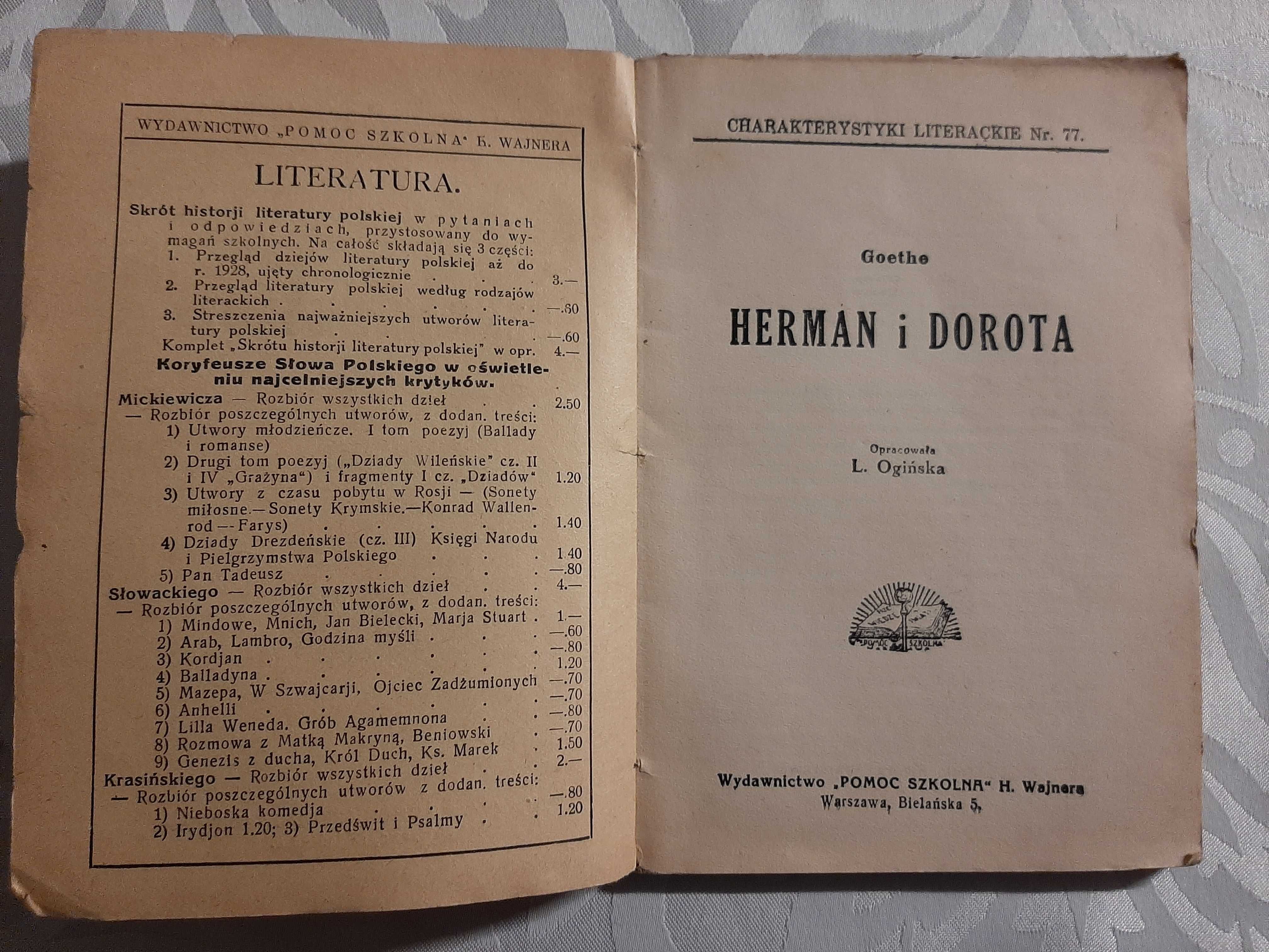 Charakterystyki Literackie Nr 77 Herman i Dorota Goethe