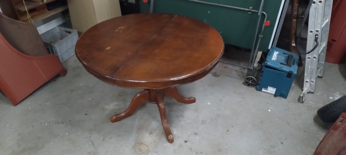 Stół okrągły drewniany rozkładany wiekowy stary