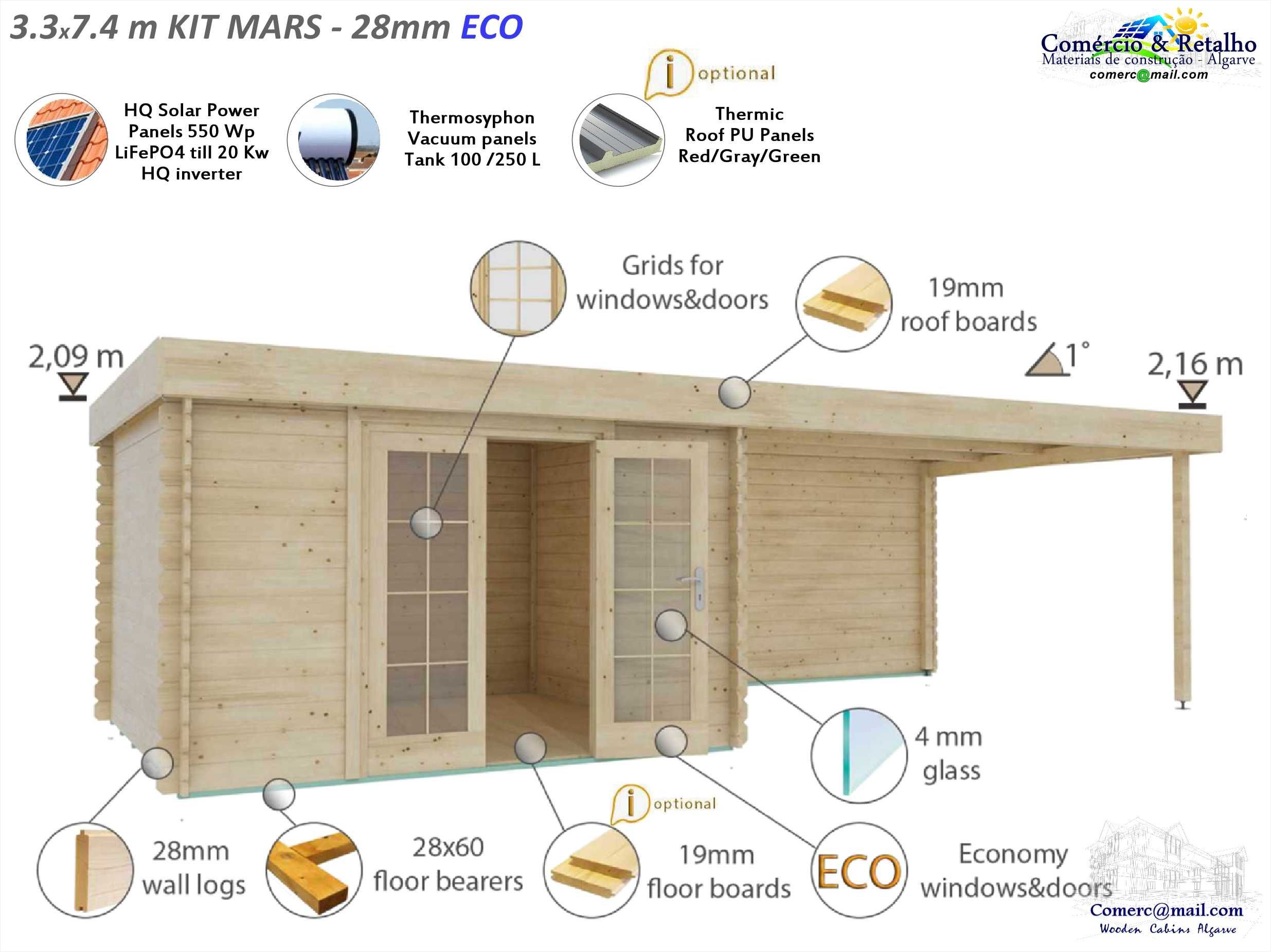 Casa Madeira MARS-Eric 25m² - 28/44mm  c. soalho 19mm - Terraço 12.4m²