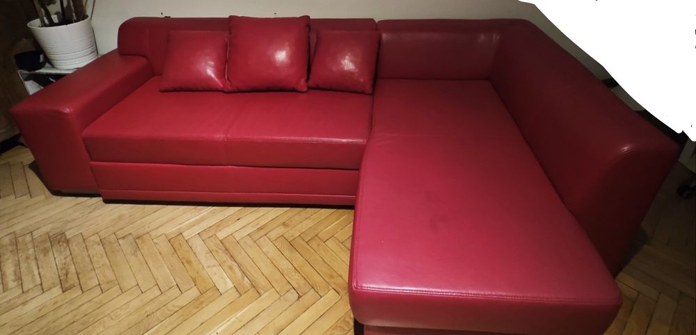 Kanapa - Narożnik skórzany rozkładany