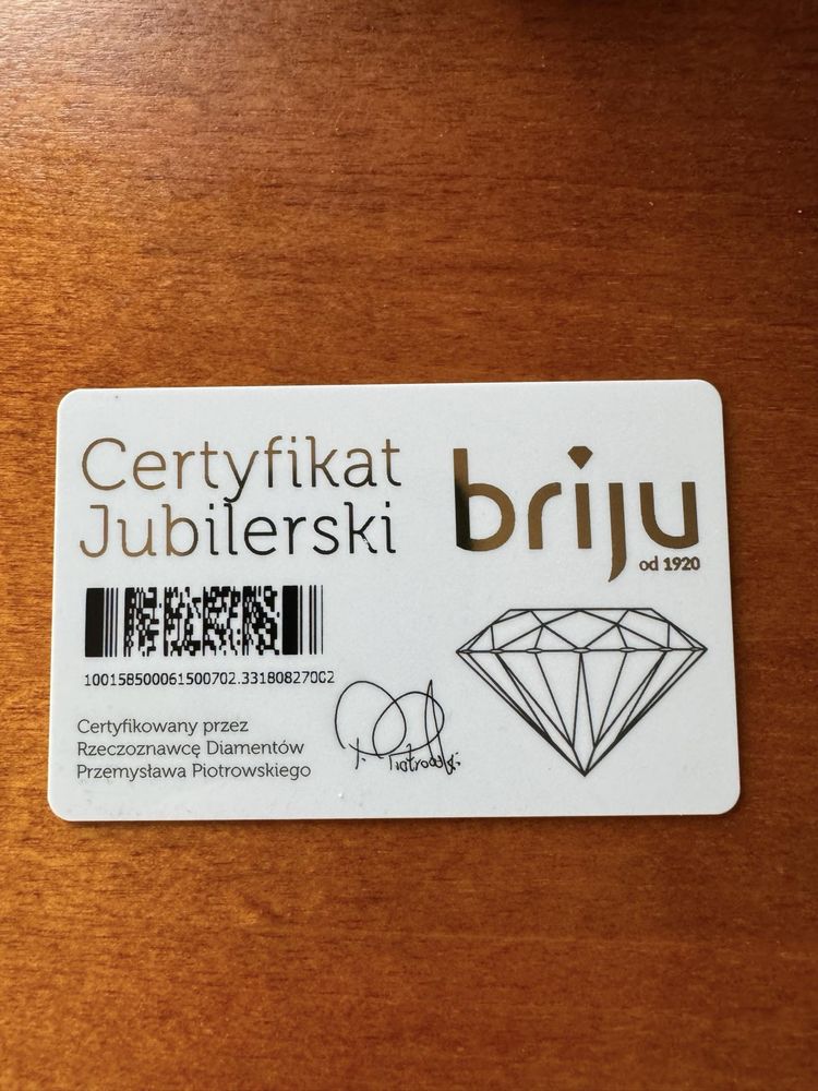 Brju pierscionek z diamentem certyfikat