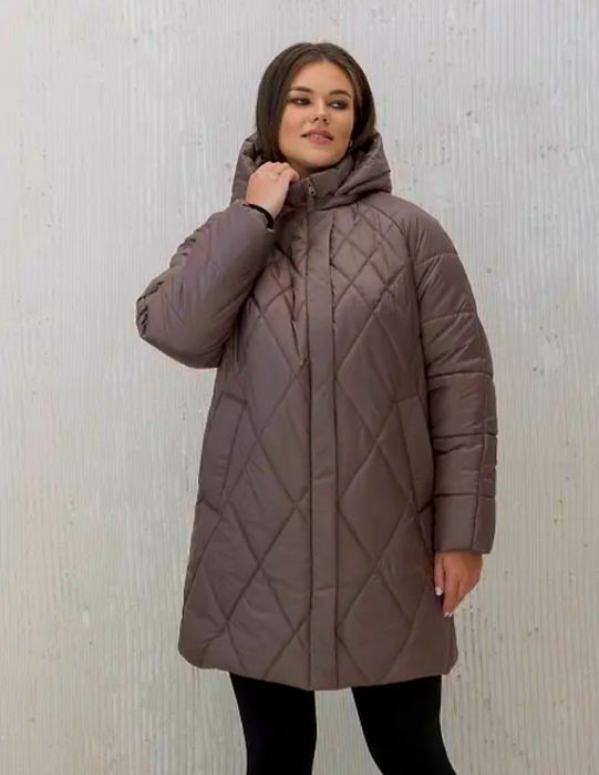 Пуховик, зимова куртка великого  розміру з капюшоном
