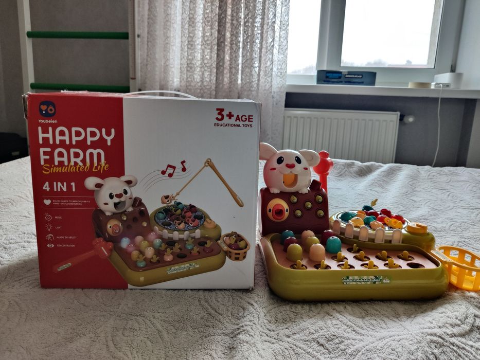 Розвиваюча гра 4в1 Happy Farm рибалка, нагодуй пташку, грядочки, стука