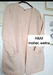 Sweter, kardigan, kolor pudrowy róż, moher, wełna, H&M, rozm. L