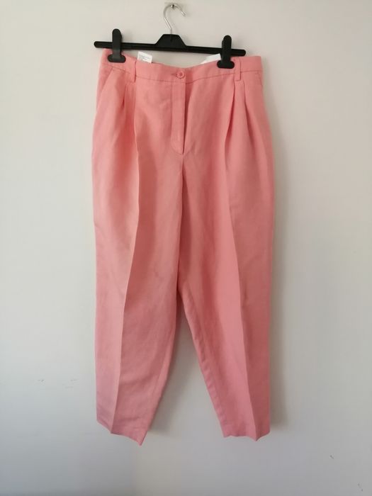 Eleganckie lniane spodnie na lato 42