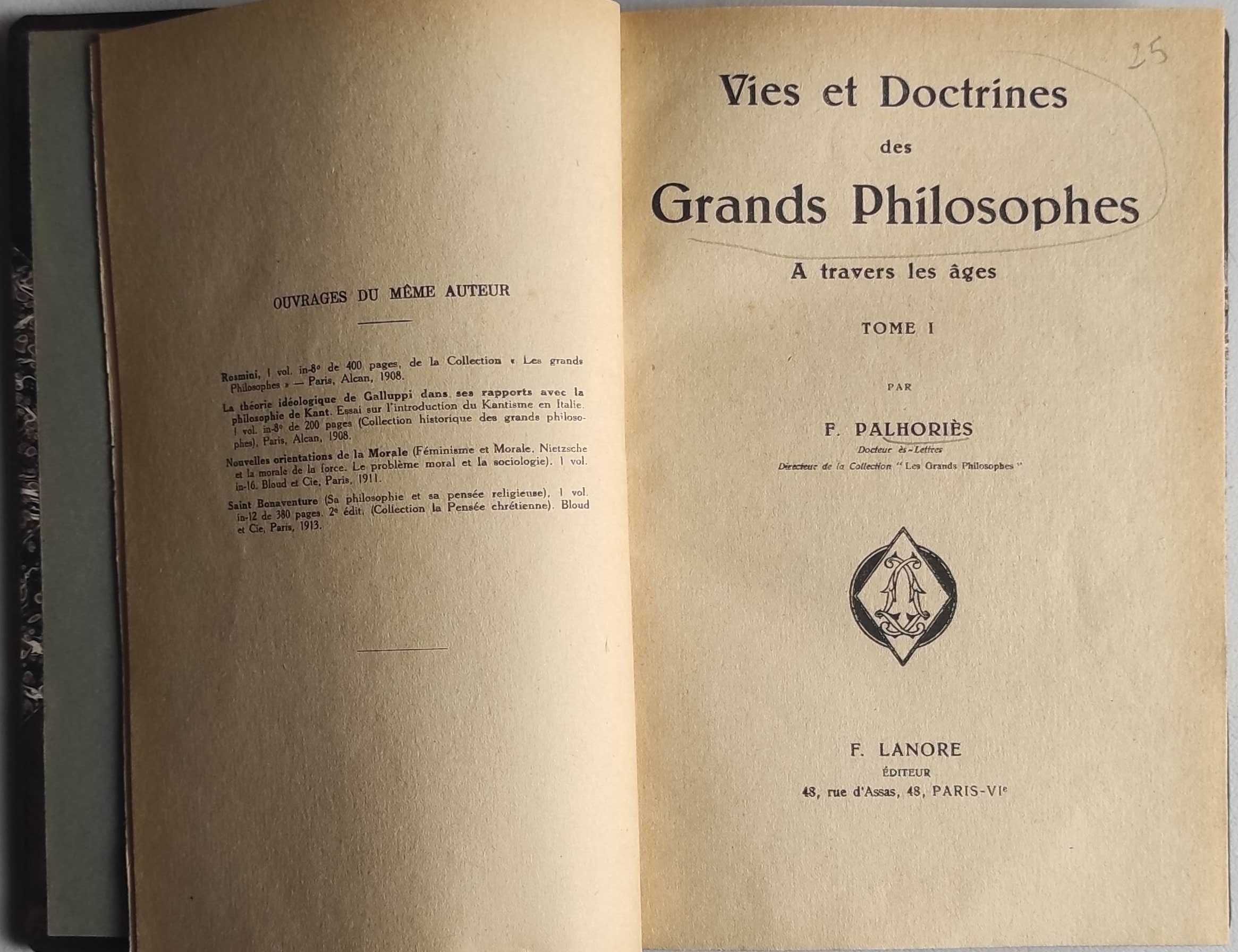 Livro - Vies et Doctrines des Grands Philosophes - Tome 1