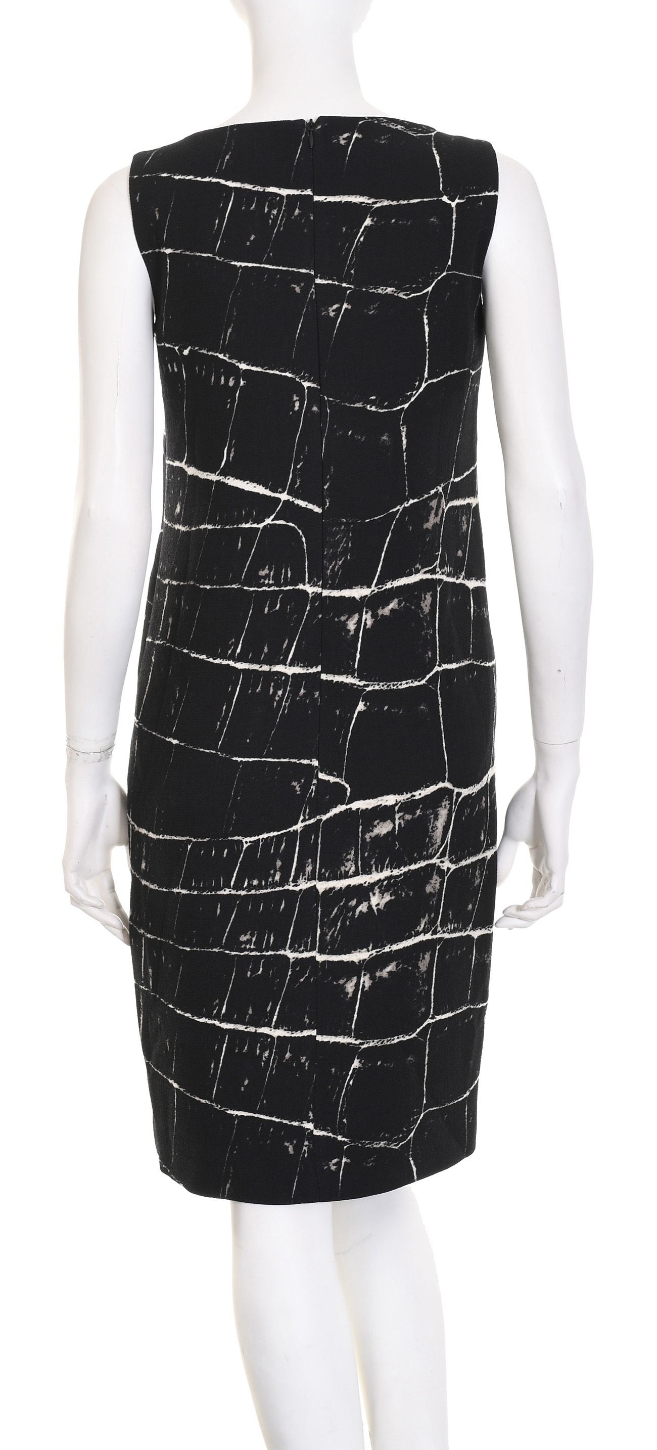 MAX MARA elegancka czarna sukienka midi bez rękawów deseń etui r. 36