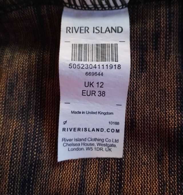 River Island bluzka top gołe plecy melanż kolor mosiądzu miedzi r. 38