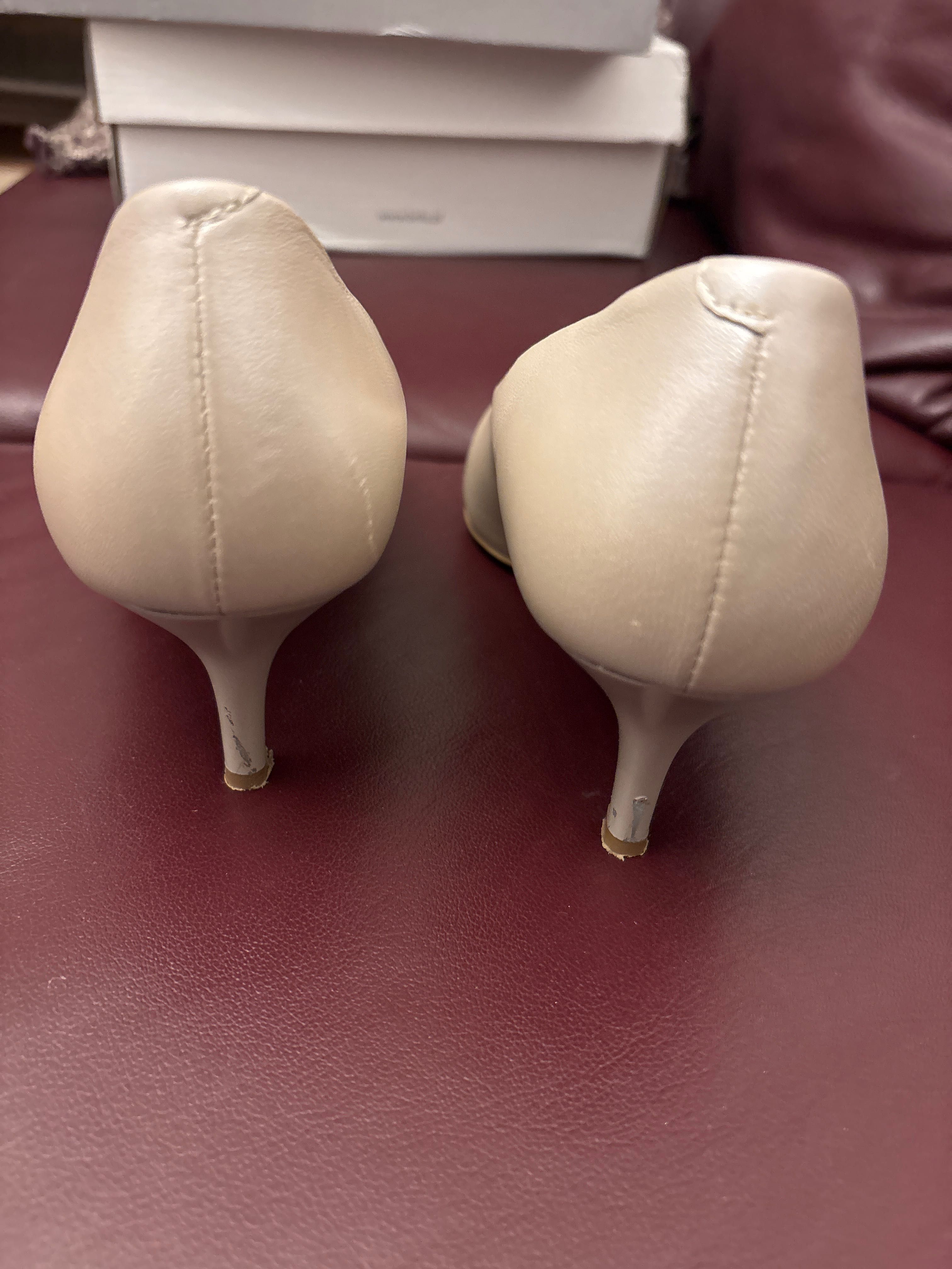 Buty ślubne czółenka obcas ecru skóra naturalna  Kotyl 37