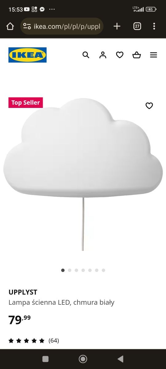 Uppylyst Ikea chmurka