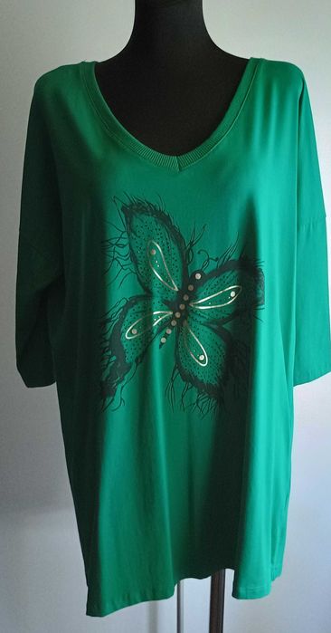 Zielona bluzka z motylem duży oversize WAWA