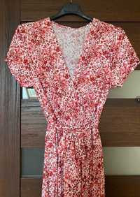Maxi sukienka letnia z krótkim rękawem kwiaty S M L